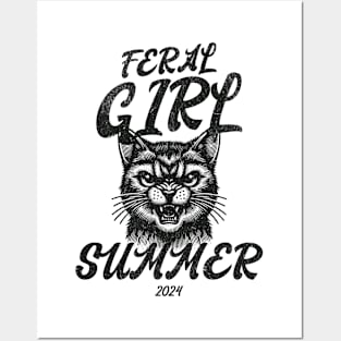 Feral Girl Summer Cat Posters and Art